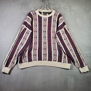 VTG Saddlebred Sweater Mens XL Multicolor Stripe Geometric Boho Grunge USA Made